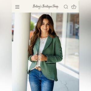 Chic Women's Green Blazer by Betsys Boutique Shop